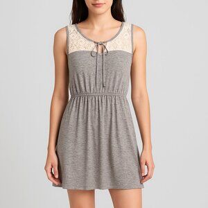 Mossimo Supply Co Gray Sleeveless Knit Dress with Lace Detail